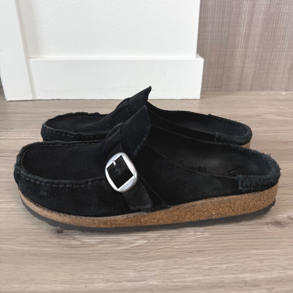 Birkenstock Black Buckley Suede Leather Clog Slip On Size EU40 US9 - Picture 6 of 11